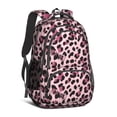 thumbnail image 1 of Pink and Black Leopard Print Backpack for School, Cute School Bag with Adjustable Shoulder Straps and Padded Back, 16.9"x12.6"x5.9", 1 of 5