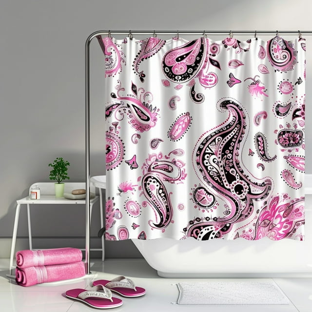 Pink and Black Paisley Bathroom Set Stylish Modern Design for Home ...