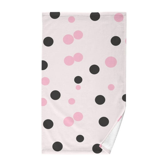 Pink and Black Polka Dots Cotton Face Towels Soft Hand Towel Absorbent Bathroom Towel for Kitchen Hotel Decoration