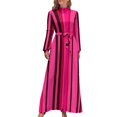 thumbnail image 1 of Pink and Black Stripe Pattern Design Long Dress summer dresses women evening dress, 1 of 4