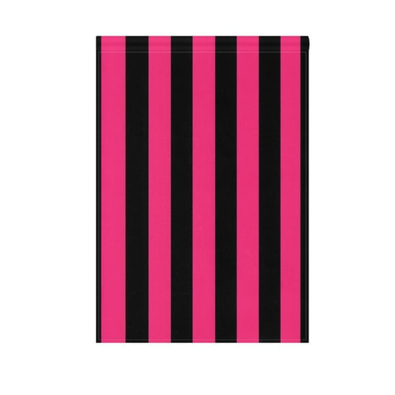 Pink and Black Stripe Pattern Garden Flag House Banner 28" x 40" Double Sided Outdoor Yard Decoration