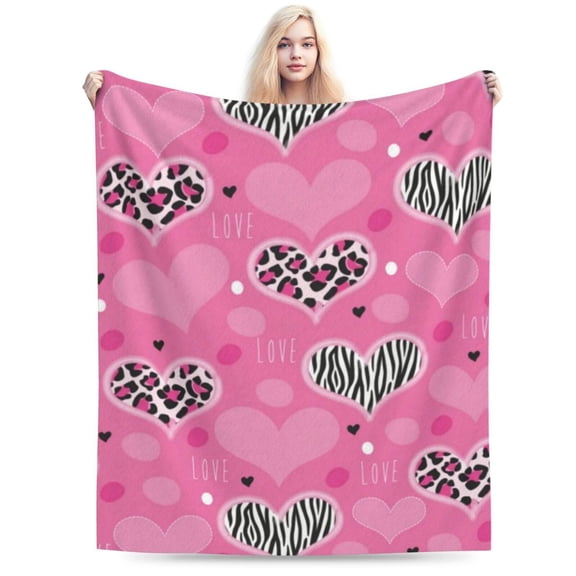 Pink and Black Zebra Print Flannel Blanket Super Soft Fleece Zebra Print Loves Blanket 50x40