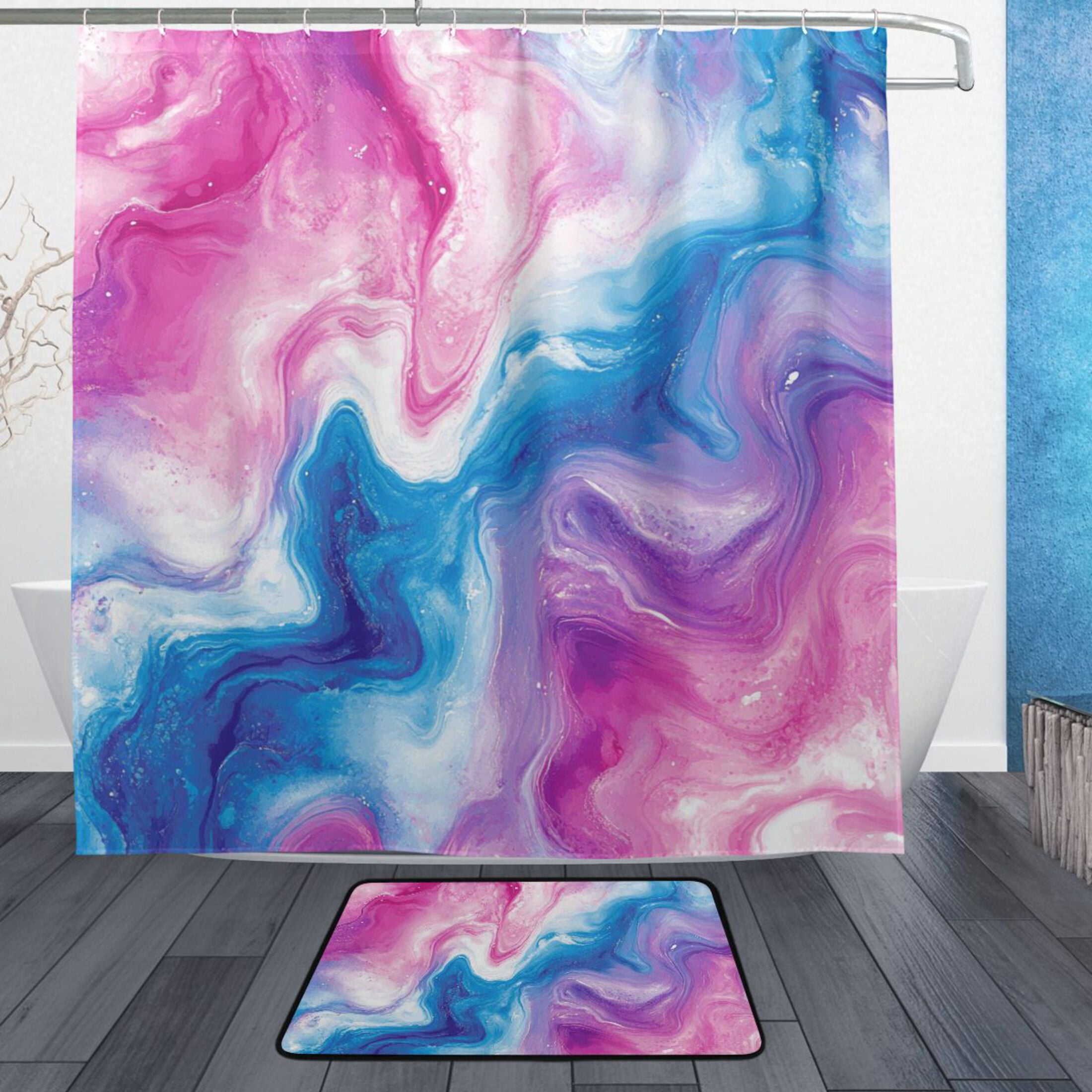 Pink And Blue Shower Curtain