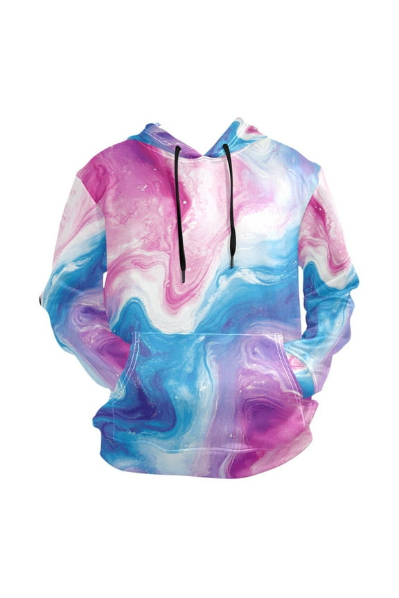 Pink and Blue Abstract Art Men’s Hoodies Sweatshirt Fleece Jackets Long Sleeve Sweatshirts