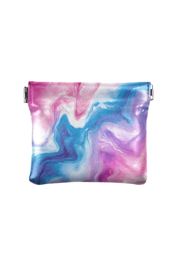 Pink and Blue Abstract Art Wallet Small PU Leather Change Pouch Wallet for Women