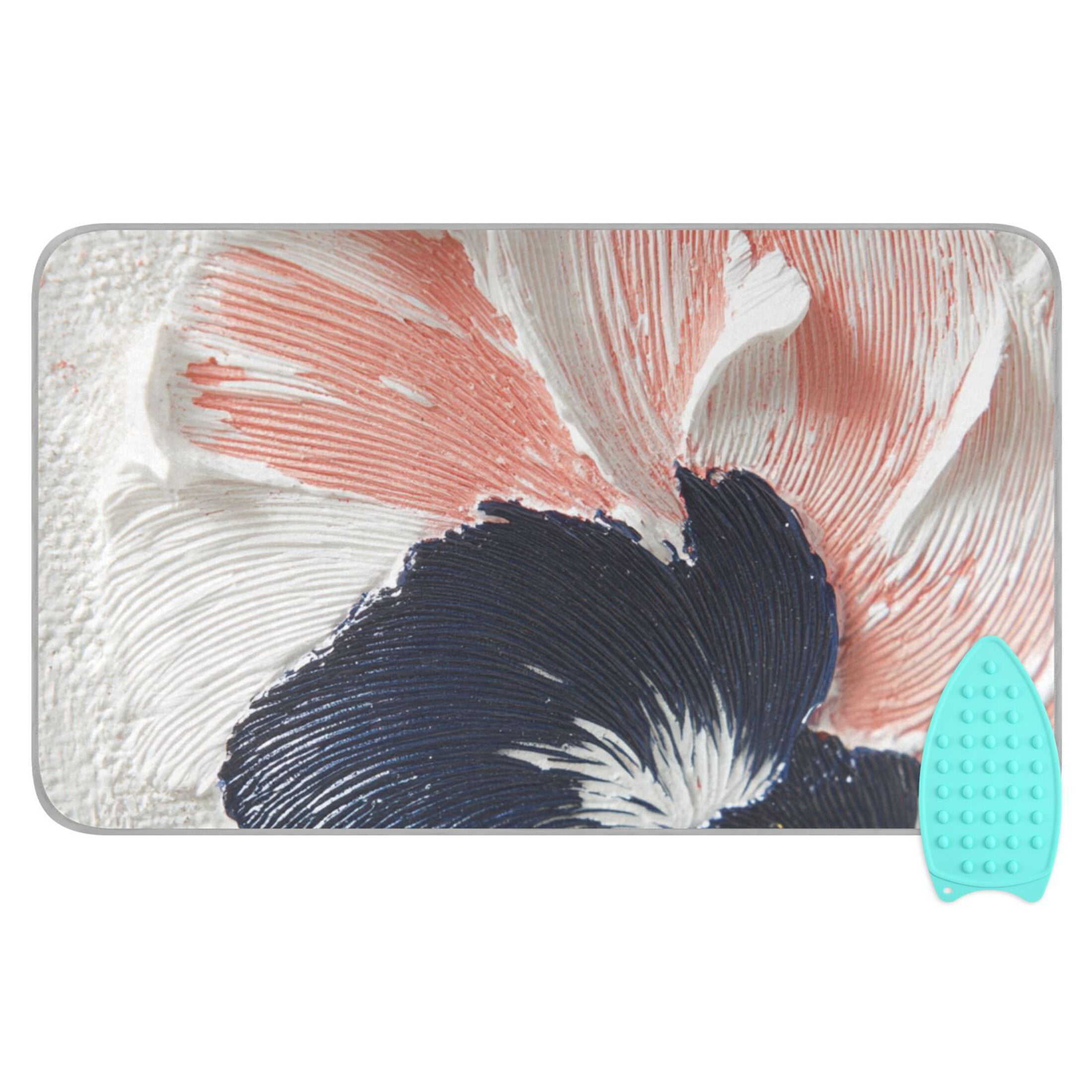Pink and Blue Abstract Flower Ironing Mat Blanket for Table Top Travel Portable Ironing Board Pad 47.2x27.6 Inch