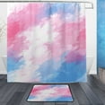 thumbnail image 1 of Pink and Blue Abstract Painting Bathroom Accessory Sets Waterproof Shower Curtain with Anti-Slip Bath Mat Durable Combo, 1 of 7