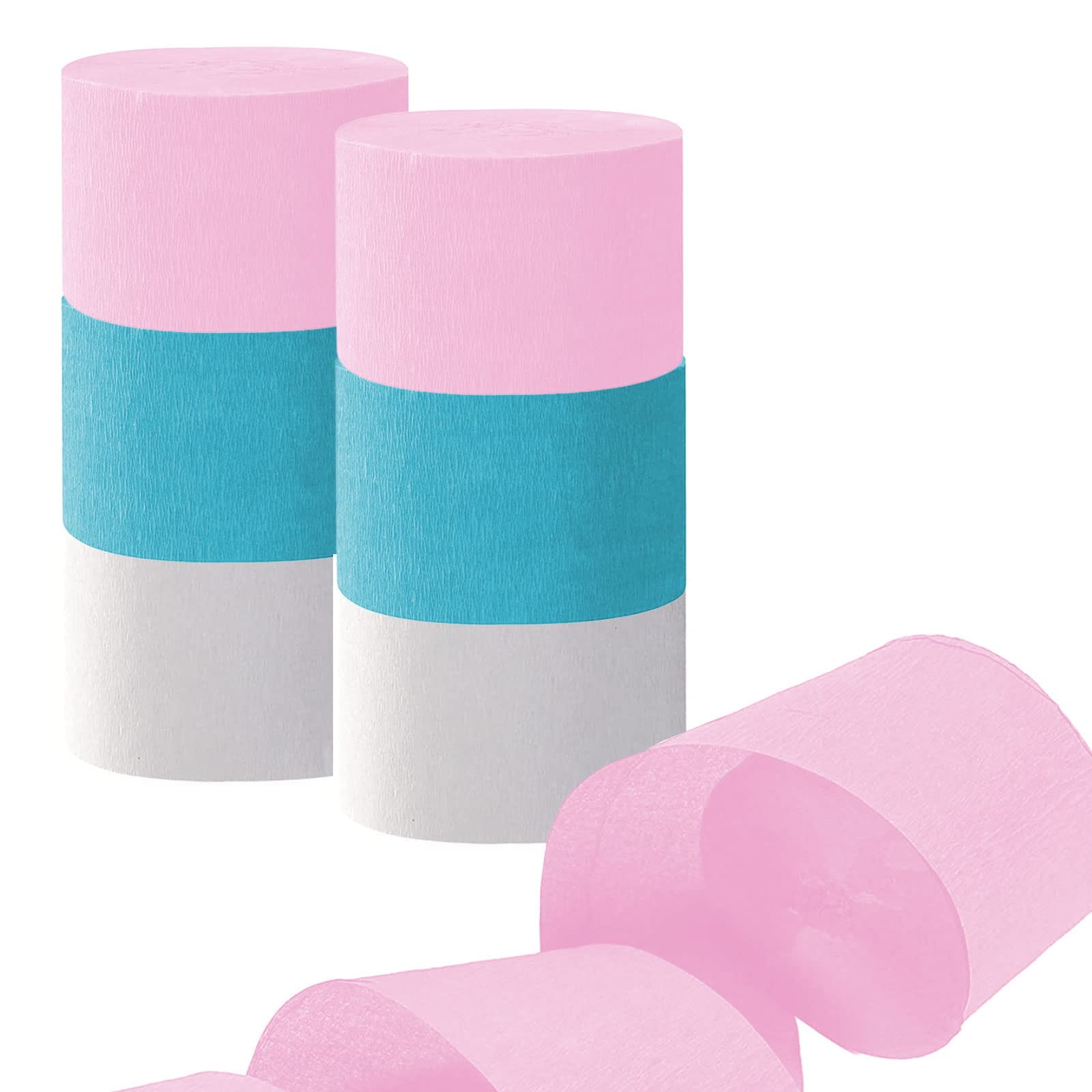 Pink and Blue Crepe Paper Streamers 6 Rolls Party Streamers for