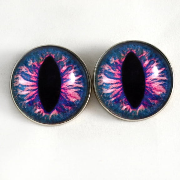 Pink and Blue Dragon Sew-On Button Glass Eyes