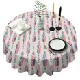 thumbnail image 1 of Pink and Blue Ethnic Style Feather Pattern Round Tablecloth 60"x60",Wrinkle Wipeable Table Cloth for Kitchen Dining Room Picnic Patio Party, 1 of 6