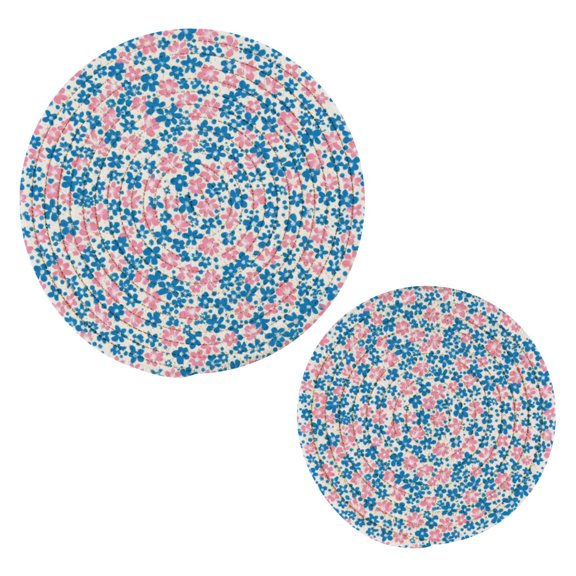 Pink and Blue Floral Pot Holders Set Trivets Hot Pads Cotton Mats for Cooking