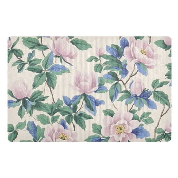 Pink and Blue Flowers Floor Door Mat Outdoor Indoor for Home Entrance Welcome Mats 32"x20"