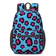 thumbnail image 1 of Pink and Blue Leopard Print 17" School Backpacks for Teens,Waterproof Oxford Fabric,S-Shape Padded Straps for School,Travel,Hiking,Camping, 1 of 6