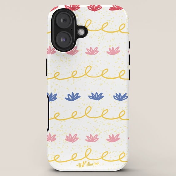 Ipod 6 Loop Pink and Blue Lotus Rows with Yellow Loops Tough Phone Case for Apple ...