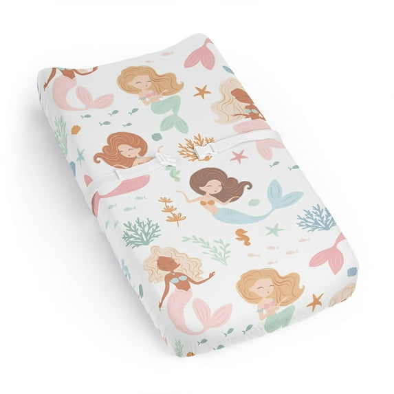 Sweet Jojo Designs Mermaids Pink Blue Orange Changing Pad Cover Sheet