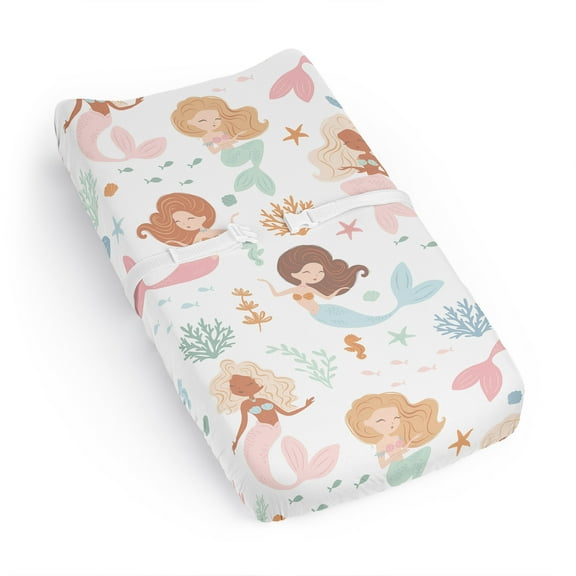 Sweet Jojo Designs Mermaids Pink Blue Orange Changing Pad Cover Sheet