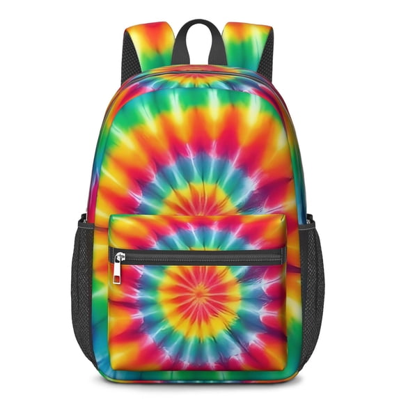 Pink and Blue Tie Dye Pattern 17" School Backpacks for Teens,Waterproof Oxford Fabric,S-Shape Padded Straps for School,Travel,Hiking,Camping