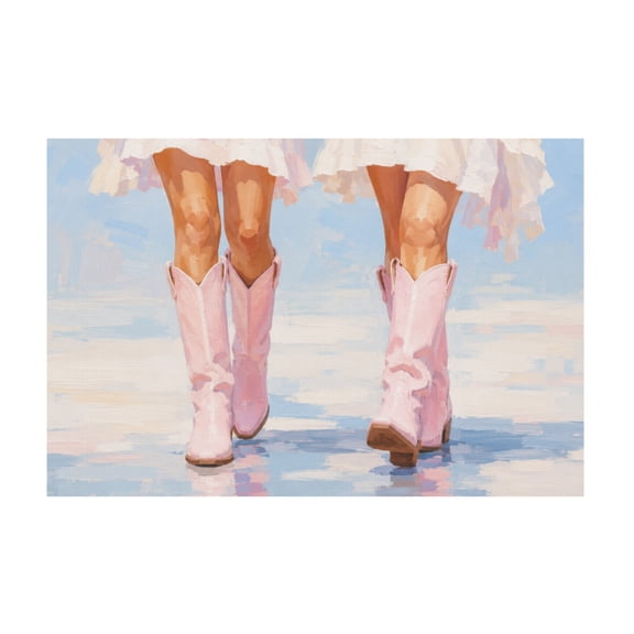 Pink and Blue Western Cowgirl Boots Canvas Wall Art For Room Decor And Apartment 12*18in