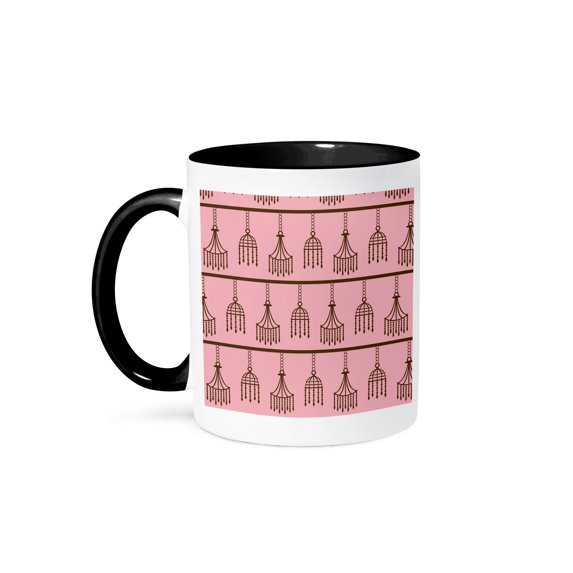 3dRose, Pink and Brown Chandeliers Glamour Chic Art, 11oz Two-Tone Black Mug