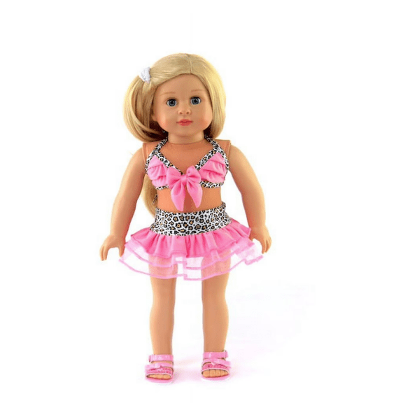 Pink and Cheetah 2 pc Bathing Suit For 18 Inch Dolls