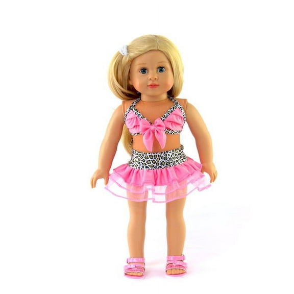 Pink and Cheetah 2 pc Bathing Suit For 18 Inch Dolls
