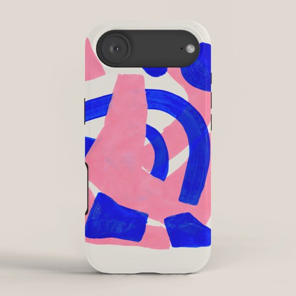 Pink and Cobalt Blue Geometric Arcs Tough Case for Apple iPhone Series, Polycarbonate and TPU
