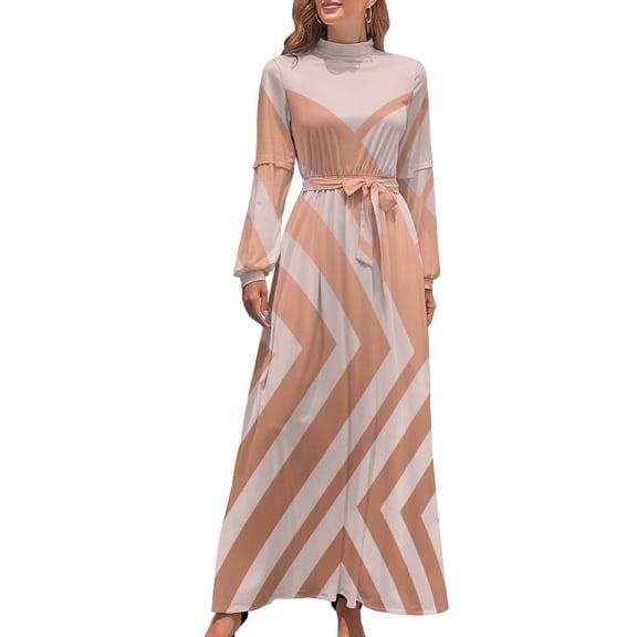 Pink and Copper Geometric Luxe Long Dress evening dress woman women dresses women's clothing summer novelties