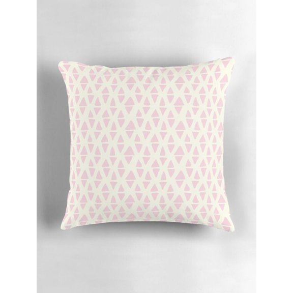 Pink and Cream Interlocking Triangle Geometric Throw Pillow Cover, Double-Sided Print, Cover Only