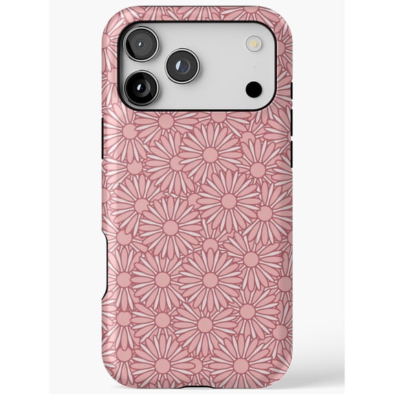 Pink Daisy Print Pink and Dusty Rose Daisy Floral Tough Case for Apple iPhone, Dual ...