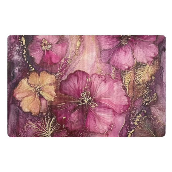 Pink and Gold Floral Floor Door Mat Outdoor Indoor for Home Entrance Welcome Mats 32"x20"