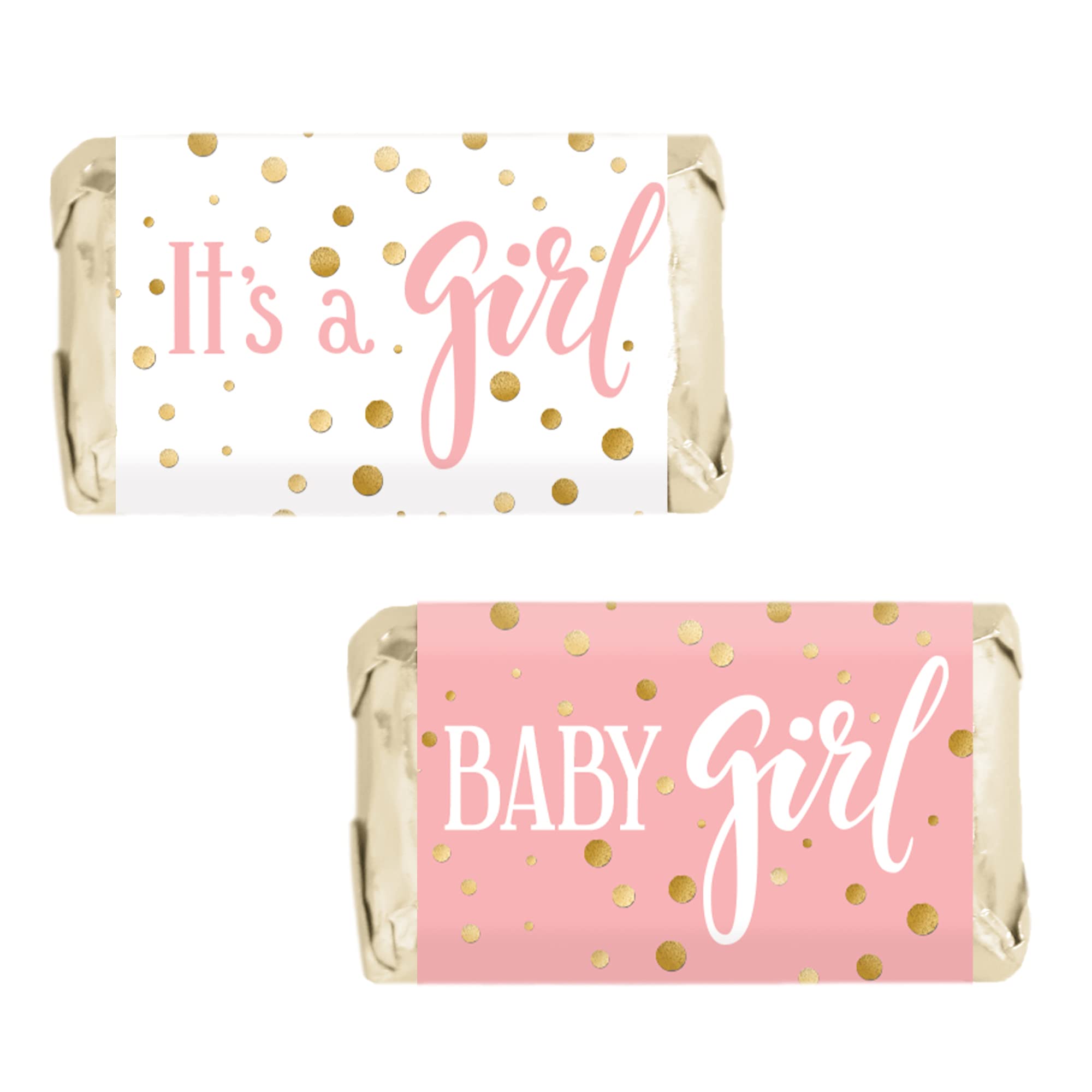 Pink Candy Rapper DISTINCTIVS Pink and Gold It's a Girl Baby Shower Favor Miniatures ...