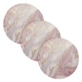 thumbnail image 1 of Pink and Gold Marble 3 PCs Pot Holders Trivets Kitchen 15" Cotton Pans Hot Plate Mats Teapot Coasters Table Protects Large Potholders, 1 of 6