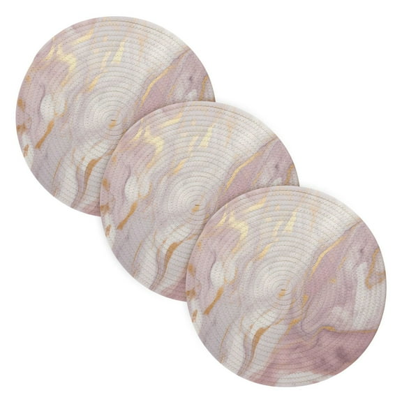 Pink and Gold Marble 3 PCs Pot Holders Trivets Kitchen 15" Cotton Pans Hot Plate Mats Teapot Coasters Table Protects Large Potholders
