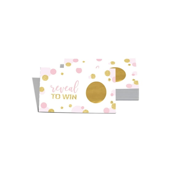 Pink and Gold Scratch Off Game Cards for Bridal Showers, Baby Showers, Graduation, or Retirement, 28 Pack - Paper Clever Party