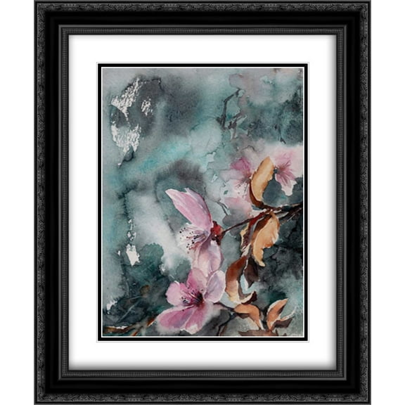 Pink and Gray 2x Matted 20x24 Black Ornate Framed Art Print by Rodionov, Sophia