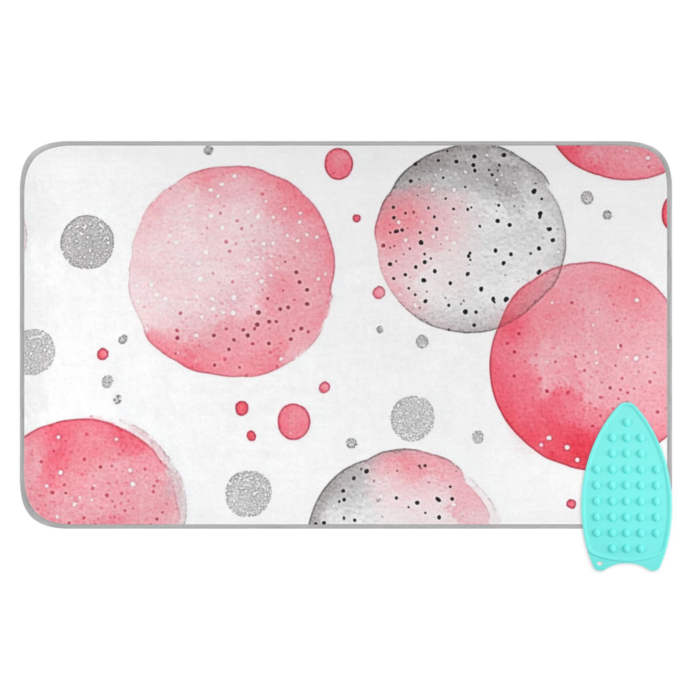 Pink and Gray Dots Abstract Art Ironing Mat Blanket for Table Top Travel Portable Ironing Board Pad 47.2x27.6 Inch