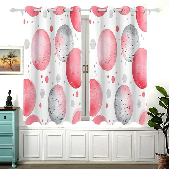Pink and Gray Dots Abstractart Blackout Curtains for Living Room Bedroom 55W x 54L Insulated Window Drapes 2 Panels