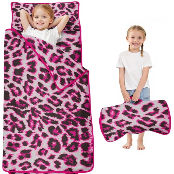 Pink and Gray Of Leopard Print Toddler Nap Mats for Kids Preschool,Sleeping Mat Bag or Kids,Toddler Sleeping Bag,Toddler Nap Mat or Daycare