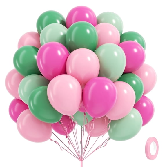 Pink and Green Balloons Set, 60pcs 12inch with Light Pink Dusty Green Balloons for Baby Shower Birthday Party Decorations