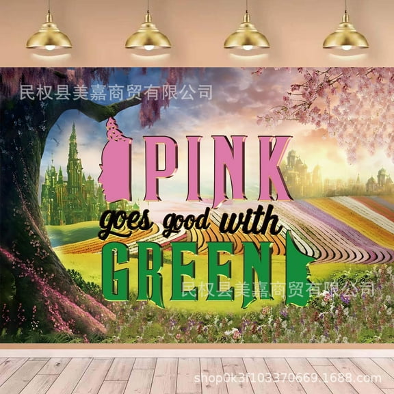 Pink and Green Birthday Backdrop Party Decorations, Witch Themed Happy Birthday Backdrop Banner Photo Booth Party Supplies Decorations