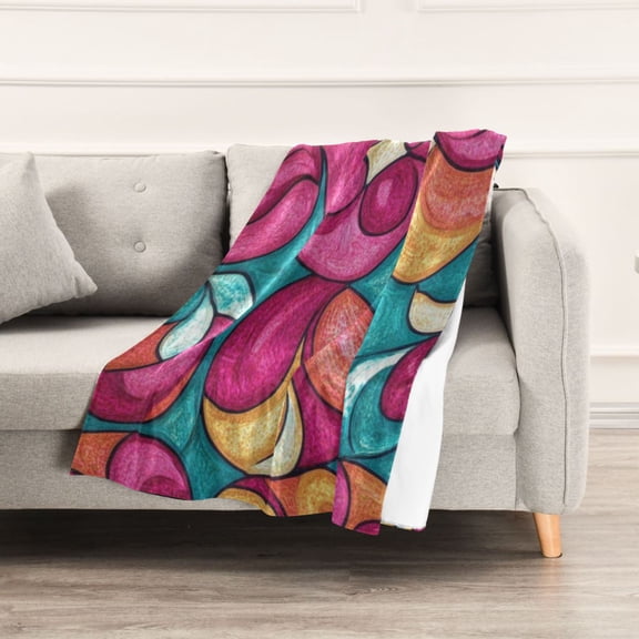 Pink and Green Glass Throw Blanket 60" x 90" Soft and Warm Blankets for Couch Sofa and Bed