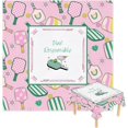 thumbnail image 1 of Pink and Green Pickleball Martini Mahjong Tablecloth 55" x 55" Tablecloth , Table Cloth and Table Covers, Stain Resistance Polyester Table Cover for, 1 of 6