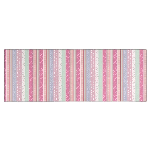 Pink and Green Striped Pattern Kitchen Rug Mat,Kitchen Runner Rugs Non Skid Washable,Decorative Kitchen Floor Mats for Kitchen,Sink,Laundry,17"X47"