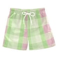 thumbnail image 1 of Pink and Green Stripes Boys Swim Trunks Quick Dry Boy Swim Shorts for 3-14 Years, 1 of 8