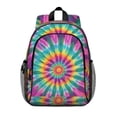thumbnail image 1 of Pink and Green Tie Dye Pattern Backpack for School, Cute School Bag with Adjustable Shoulder Straps and Padded Back, 15"x11.42"x5.5", 1 of 5