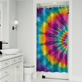 thumbnail image 1 of Pink and Green Tie Dye Pattern Modern Waterproof Shower Curtain Set with 12 Hooks, Washable Decorative Bathroom Shower Curtain, 1 of 6