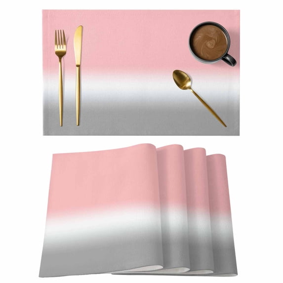 Pink and Grey Ombre Placemats Set of 6 Gradient Gradual Color Place Mats Table Mats Kitchen Dining Home Outdoor Party Table Decoration
