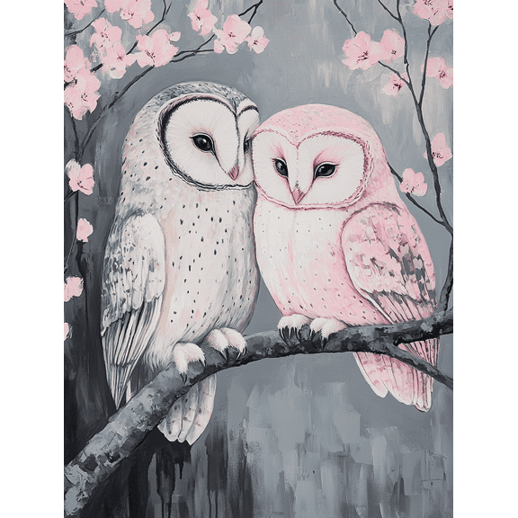 Pink and Grey Owls Canvas Wall Art Perfect for Bedroom Living Room Bathroom Office and Gallery Wall Decor