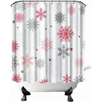 Pink and Grey Snowflakes Shower Curtain Winter Bathroom Curtain for Home Christmas Decor Hooks Included