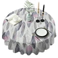 thumbnail image 1 of Pink and Grey Watercolor Feather Pattern Round Tablecloth 60"x60",Wrinkle Wipeable Table Cloth for Kitchen Dining Room Picnic Patio Party, 1 of 6
